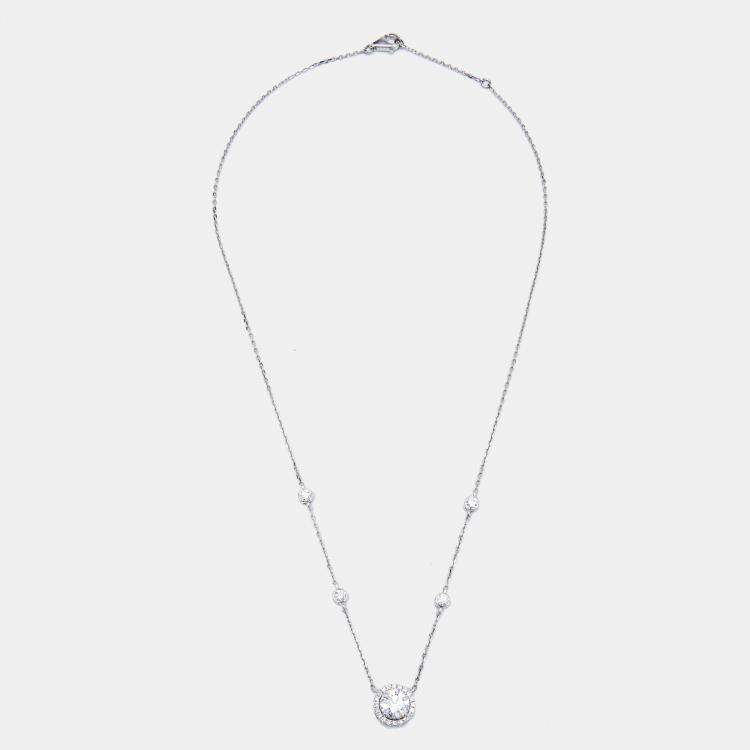 Pre Owned 1.80 cts Round Briliant Cut 14k White Gold Necklace