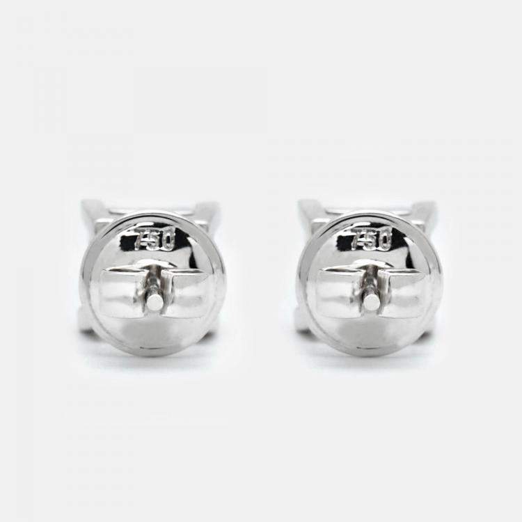 Pre Owned 3.00 cts Princess Cut 18k White Gold Lab Grown Diamonds Earrings