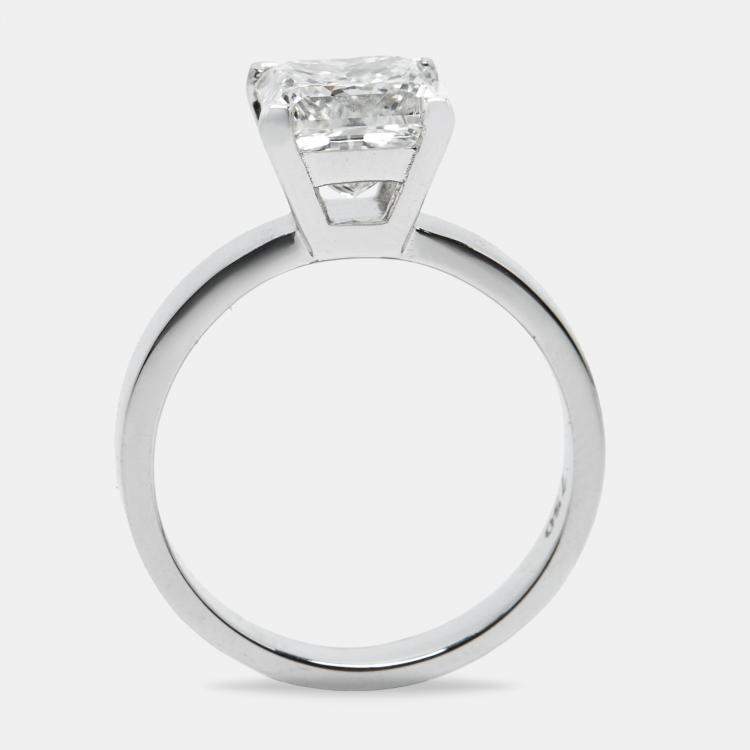 Pre Owned 2.00 cts Princess Cut Lab Grown Diamond 18k White Gold Ring Size 52