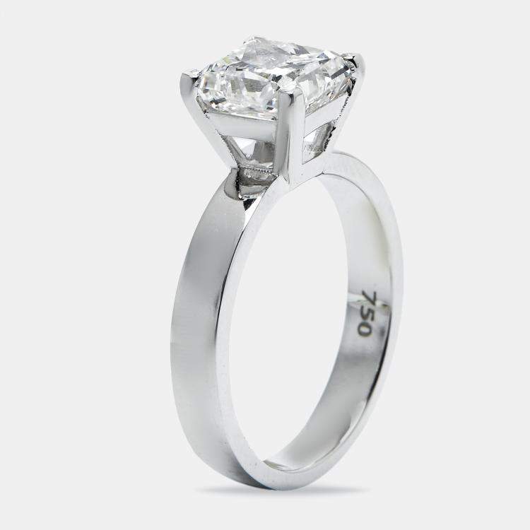 Pre Owned 2.00 cts Princess Cut Lab Grown Diamond 18k White Gold Ring Size 52
