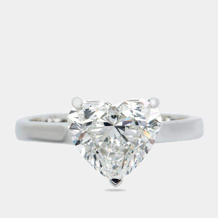 مملوكة مسبقًا 2.00 cts Heart Lab Grown Diamond 18k White Gold Ring Size 57