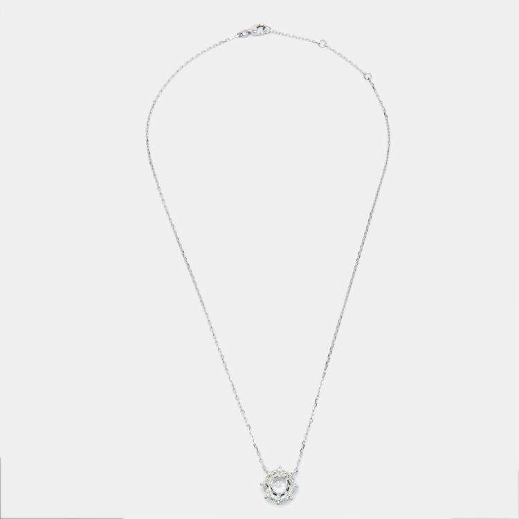 Pre Owned 6.00 cts Octagonal Step Cut Lab Grown Diamond 18k White Gold Chain Necklace