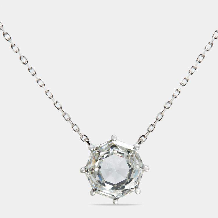 Pre Owned 6.00 cts Octagonal Step Cut Lab Grown Diamond 18k White Gold Chain Necklace