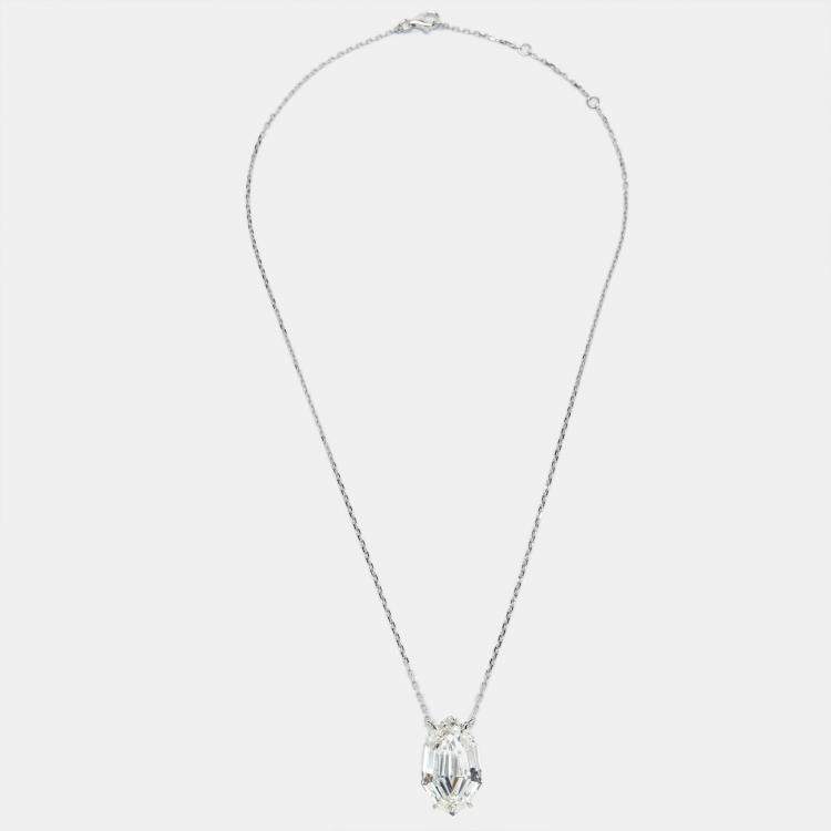 Pre Owned 10.00 cts Decagonal Step Cut Lab Grown Diamond 18k White Gold Chain Necklace