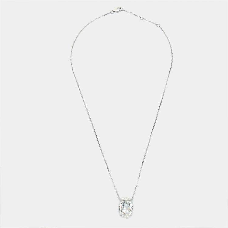 Pre Owned 10.00 cts Step Cut Lab Grown Diamond 18k White Gold Chain Necklace