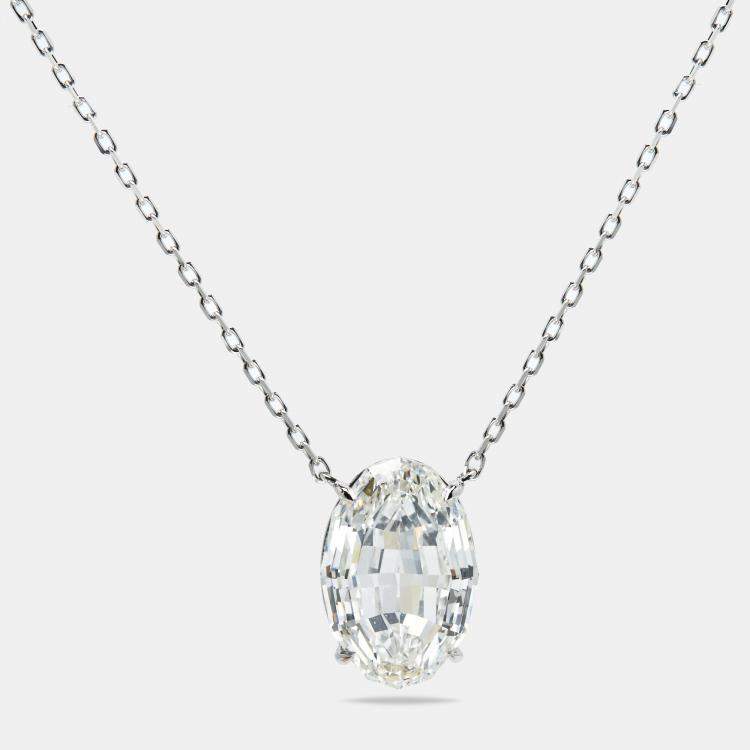 Pre Owned 10.00 cts Step Cut Lab Grown Diamond 18k White Gold Chain Necklace