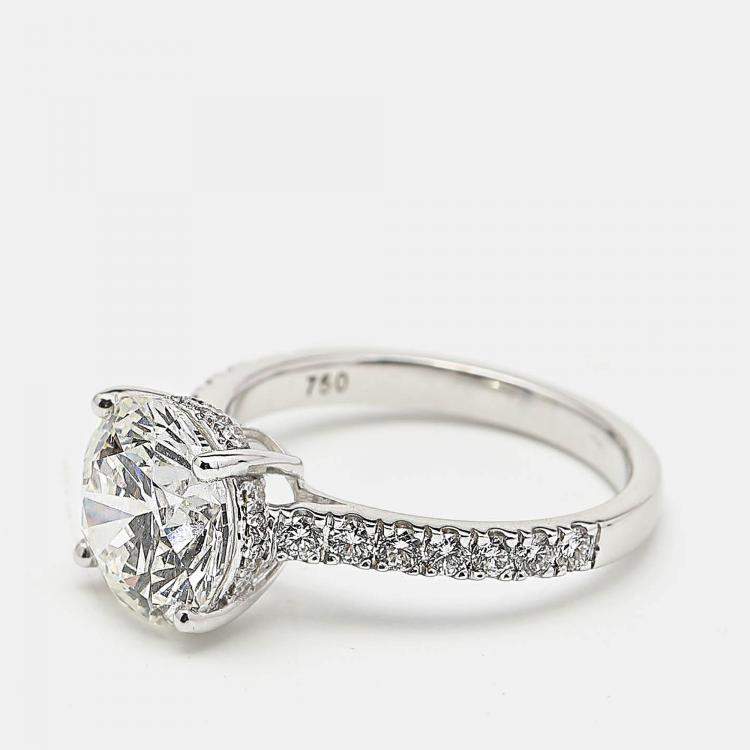 Pre Owned 3.50 cts 18k White Gold Round Brilliant Lab Grown Diamonds Ring Size 52