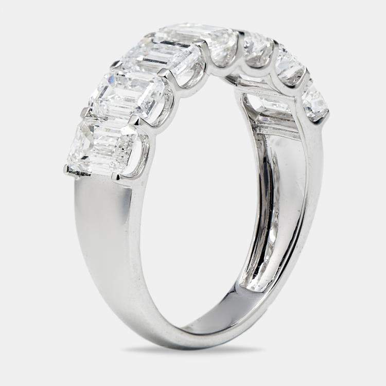 Pre Owned 2.95 cts Emerald Cut Lab Grown Diamond 18k White Gold Ring Size 53