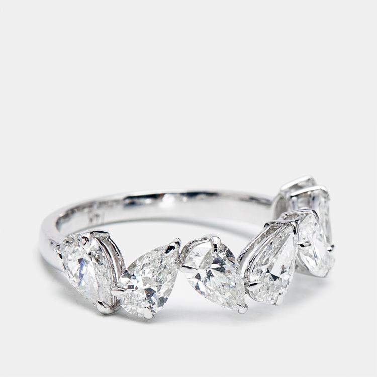 Pre Owned 2.30 cts Pear Lab Grown Diamond 18k White Gold Ring Size 55