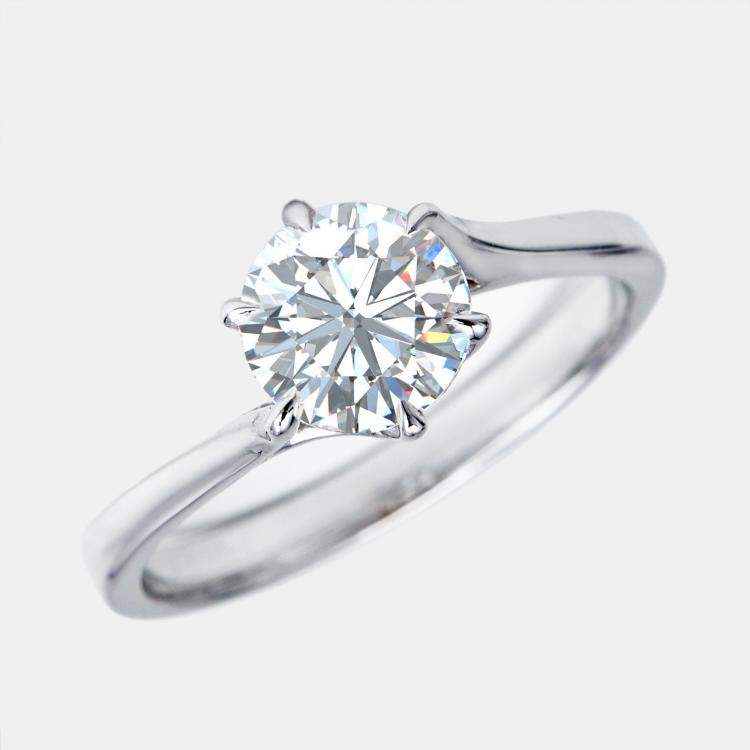 Pre Owned 1.00 cts Round Brilliant Lab Grown Diamond 18k White Gold Ring Size 50