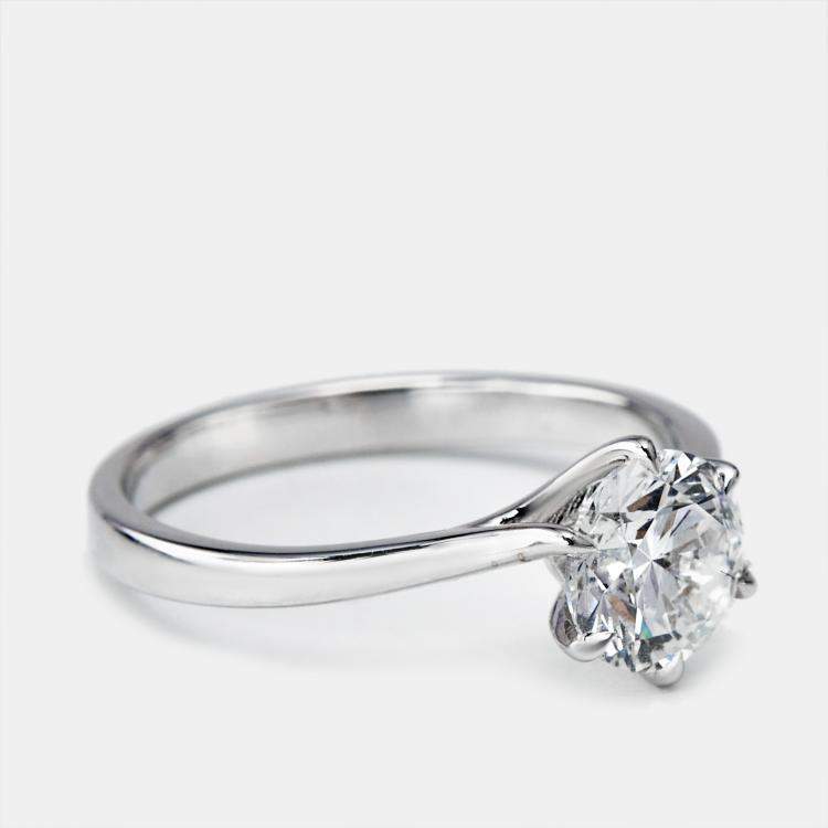 Pre Owned 1.00 cts Round Brilliant Lab Grown Diamond 18k White Gold Ring Size 50