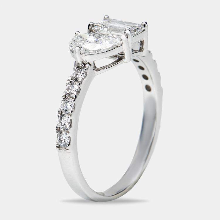 Pre Owned 1.30 cts Lab Grown Diamond 18k White Gold Ring Size 54