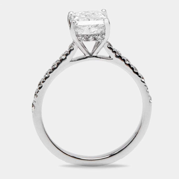 Pre Owned 2.50 cts Radiant Cut and Round Lab Grown Diamond 18k White Gold Ring Size 53