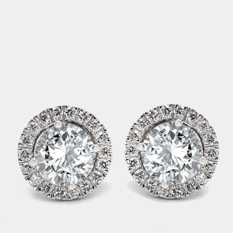Pre Owned 2.50 cts Round Brilliant Lab Grown Diamond 18k White Gold Earrings