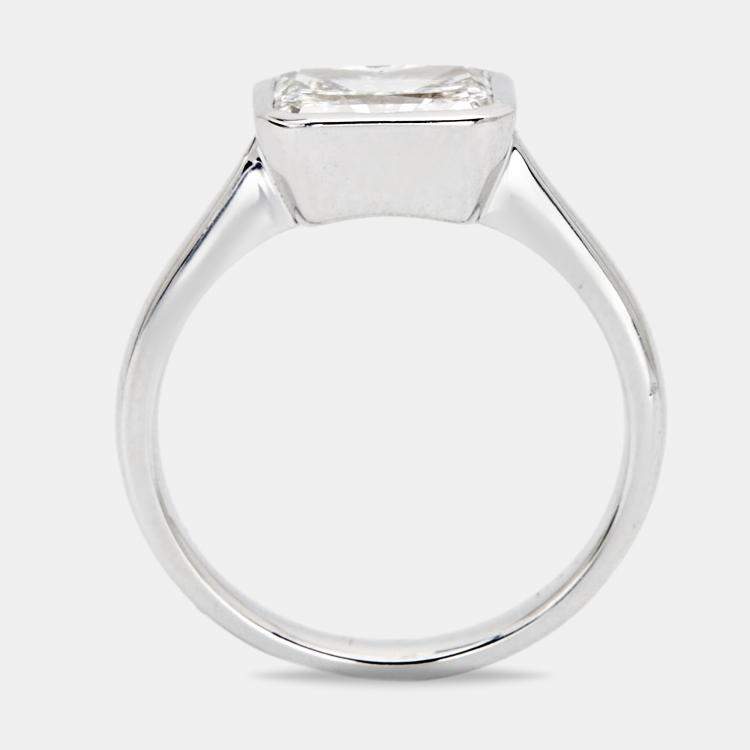 Pre Owned 1.50 cts Radiant Cut Lab Grown Diamond 18k White Gold Ring Size 52