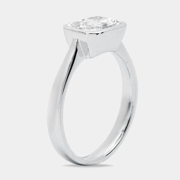Pre Owned 1.50 cts Radiant Cut Lab Grown Diamond 18k White Gold Ring Size 52