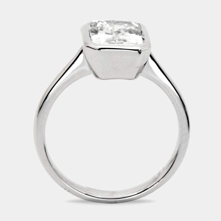 Pre Owned 2.80 cts Radiant Cut Lab Grown Diamond 18k White Gold Ring Size 52
