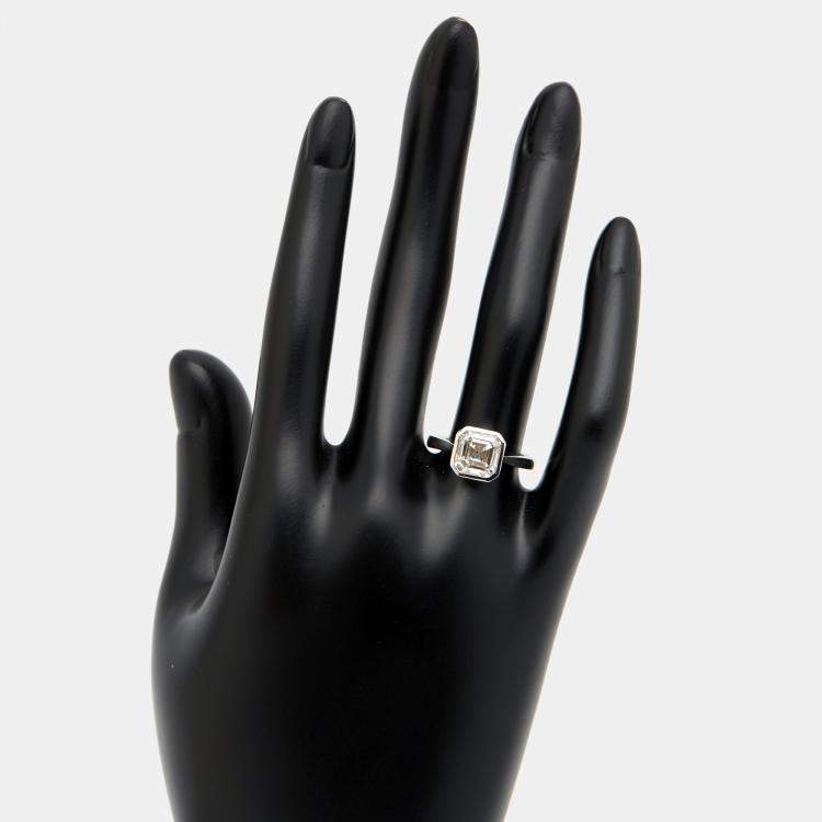 مملوكة مسبقًا 3.00 cts Asscher Cut Lab Grown Diamond 18k White Gold Ring Size 52
