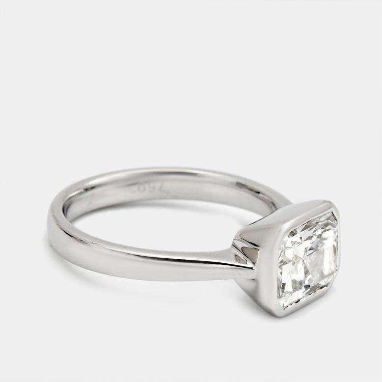Pre Owned 2.00 cts Radiant Cut Lab Grown Diamond 18k White Gold Ring Size 52