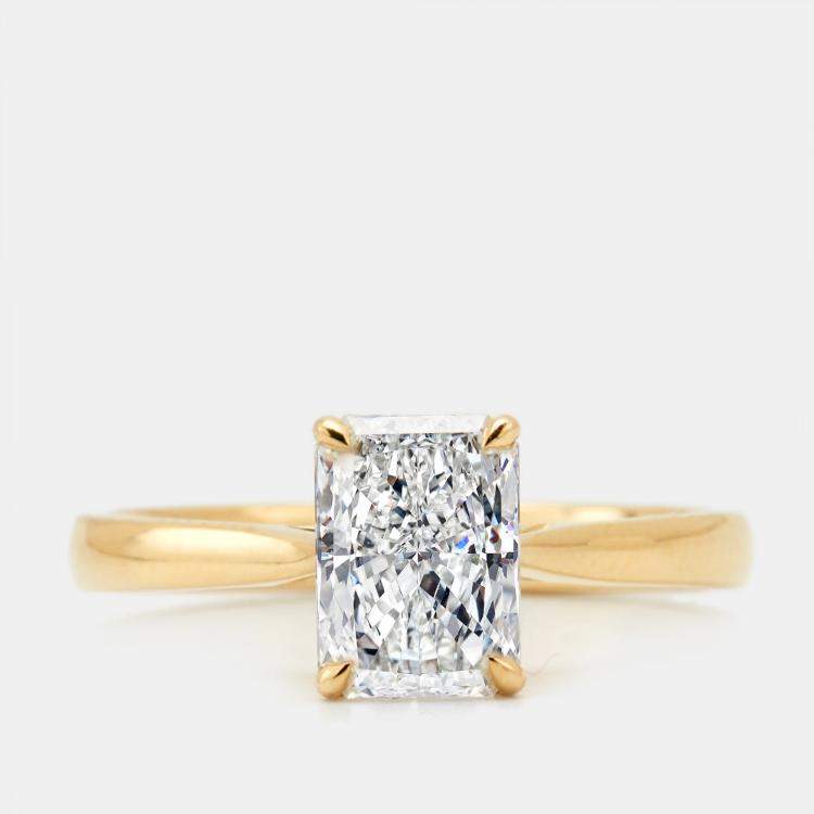 Pre Owned 1.50 cts Radiant Brilliant Cut 18k Yellow Gold Lab Grown Diamonds Ring Size 52