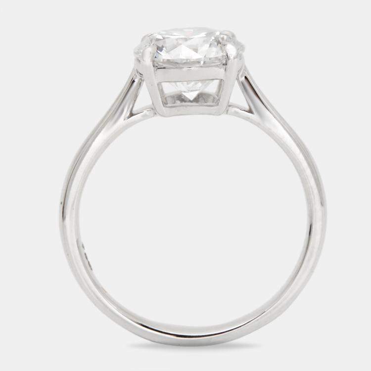 Pre Owned 2.00 cts Round Brilliant Lab Grown Diamond 18k White Gold Ring Size 52