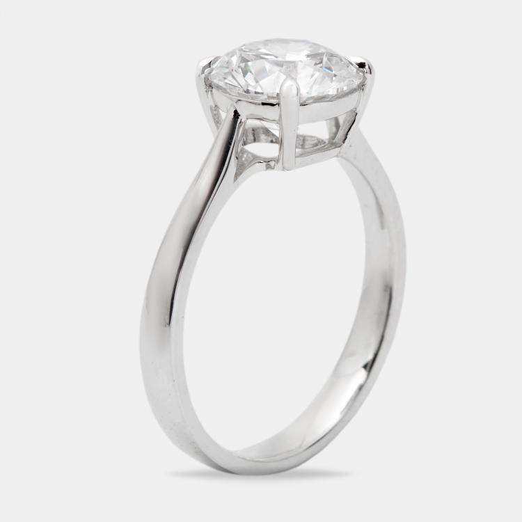 Pre Owned 2.00 cts Round Brilliant Lab Grown Diamond 18k White Gold Ring Size 52