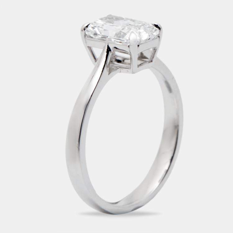 Pre Owned 1.50 cts Radiant Brilliant Cut 18k White Gold Lab Grown Diamonds Ring Size 52