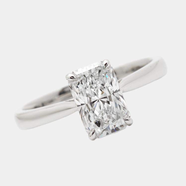Pre Owned 1.50 cts Radiant Brilliant Cut 18k White Gold Lab Grown Diamonds Ring Size 52