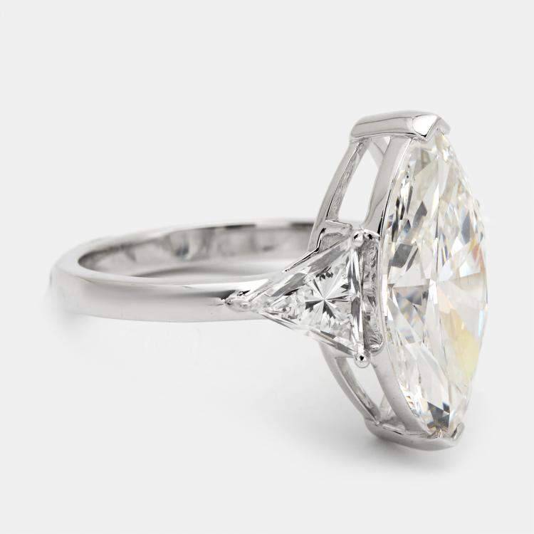 Pre Owned 6.00 cts Marquise and Trillion Lab Grown Diamond 18k White Gold Ring Size 53