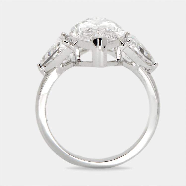 Pre Owned 6.00 cts Marquise and Trillion Lab Grown Diamond 18k White Gold Ring Size 53