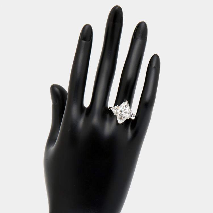 Pre Owned 6.00 cts Marquise and Trillion Lab Grown Diamond 18k White Gold Ring Size 53