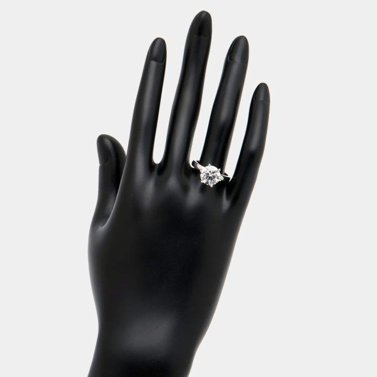 Pre Owned 3.00 cts Round Brilliant Cut Lab Grown Diamond 18k White Gold Ring Size 53