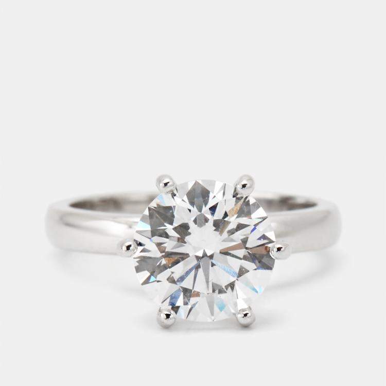 Pre Owned 3.00 cts Round Brilliant Cut Lab Grown Diamond 18k White Gold Ring Size 53