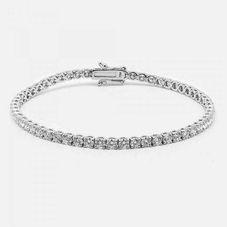 Pre Owned 5.6 cts Round Brilliant Cut 18k White Gold Lab Grown Diamonds Tennis Bracelet