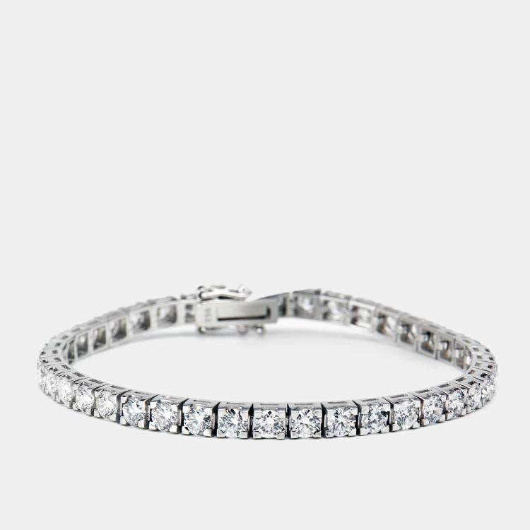 Pre Owned 6.45 cts Round Brilliant Cut Lab Grown Diamonds 18k White Gold Tennis Bracelet