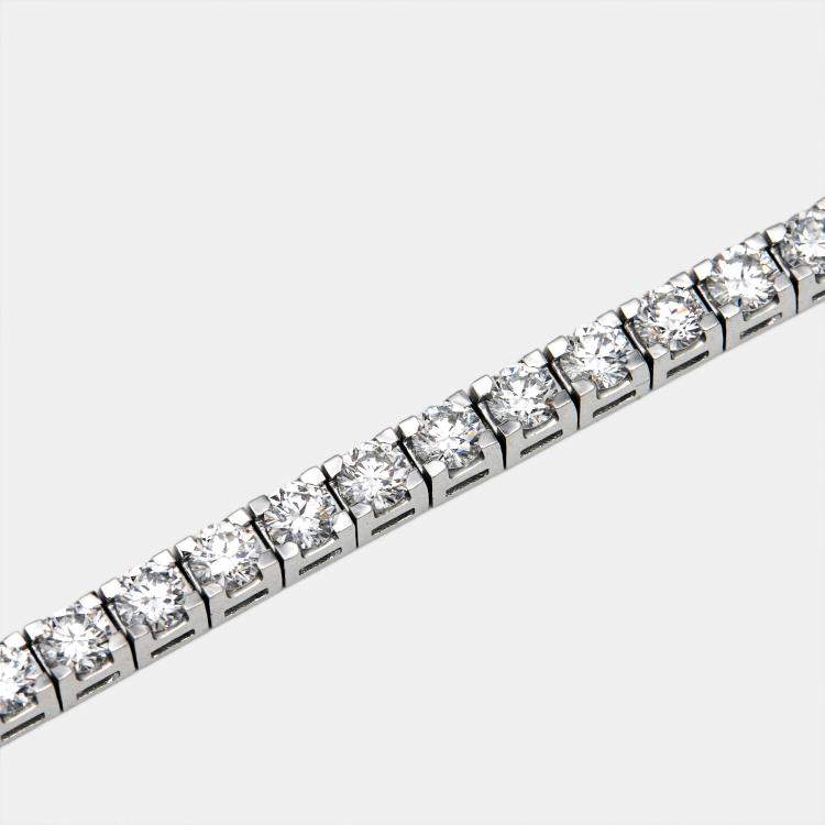 Pre Owned 6.45 cts Round Brilliant Cut Lab Grown Diamonds 18k White Gold Tennis Bracelet