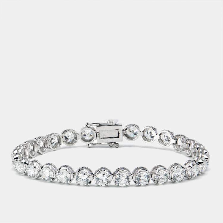 Pre Owned 8.61 cts Round Brilliant Cut Lab Grown Diamonds 18k White Gold Tennis Bracelet