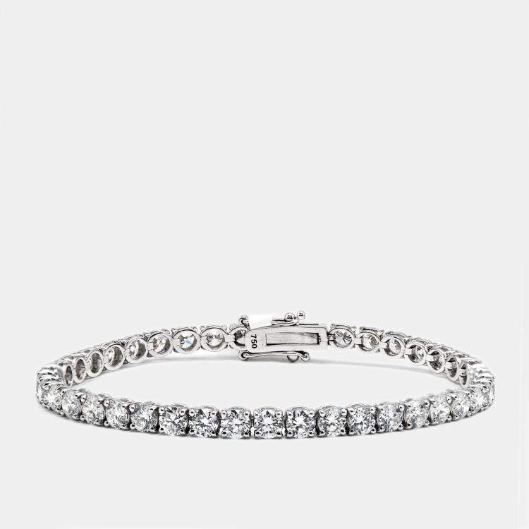 Pre Owned 7.93 cts Round Brilliant Cut Lab Grown Diamonds 18k White Gold Tennis Bracelet