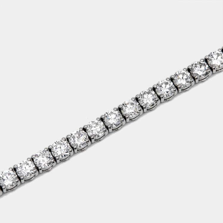 Pre Owned 7.93 cts Round Brilliant Cut Lab Grown Diamonds 18k White Gold Tennis Bracelet