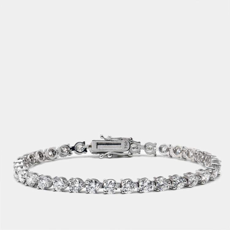 Pre Owned 8.02 cts Round Brilliant Cut Lab Grown Diamonds 18k White Gold Tennis Bracelet