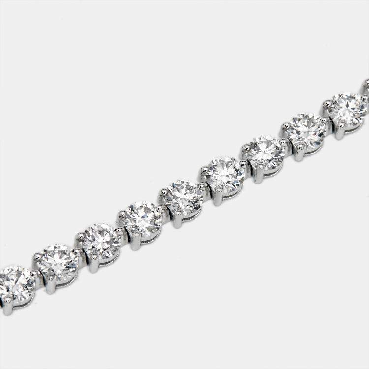 Pre Owned 8.02 cts Round Brilliant Cut Lab Grown Diamonds 18k White Gold Tennis Bracelet