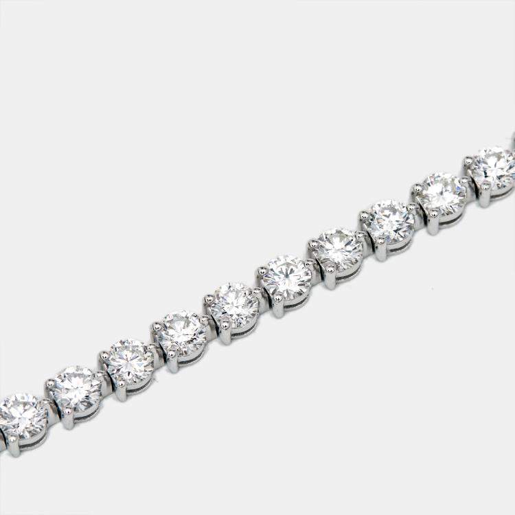 Pre Owned 6.24 cts Round Brilliant Cut Lab Grown Diamonds 18k White Gold Tennis Bracelet