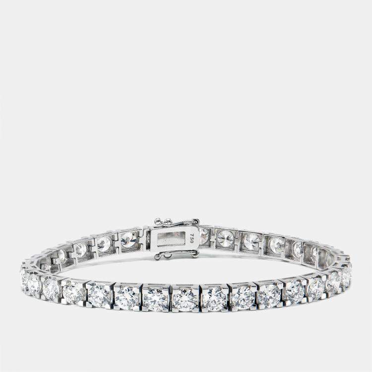 Pre Owned 9.10 cts Round Brilliant Cut Lab Grown Diamonds 18k White Gold Tennis Bracelet