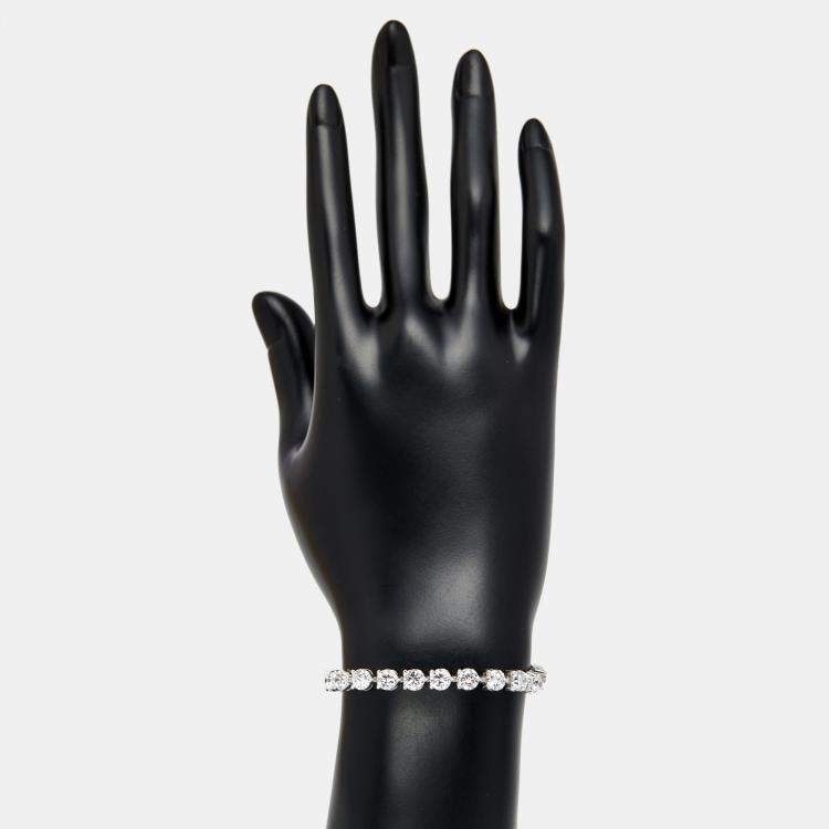 Pre Owned 12.98 cts Round Brilliant Cut Lab Grown Diamonds 18k White Gold Tennis Bracelet