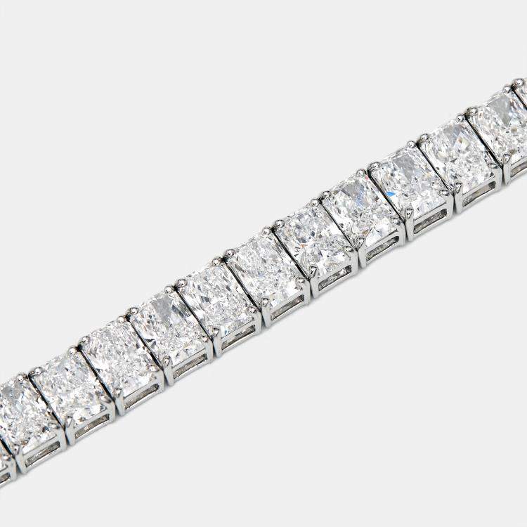 Pre Owned 20.51 cts Radiant Cut Lab Grown Diamonds 18k White Gold Tennis Bracelet