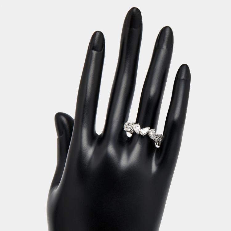 Pre Owned 2.30 cts Pear Lab Grown Diamond 18k White Gold Ring Size 55