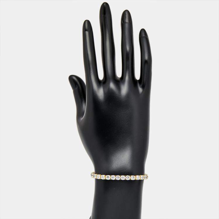 Pre Owned 9.80 cts Round Brilliant Lab Grown Diamonds 18k Yellow Gold Tennis Bracelet