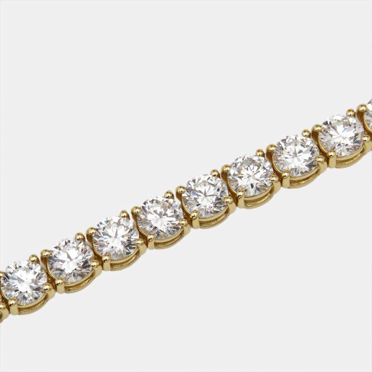 Pre Owned 9.80 cts Round Brilliant Lab Grown Diamonds 18k Yellow Gold Tennis Bracelet