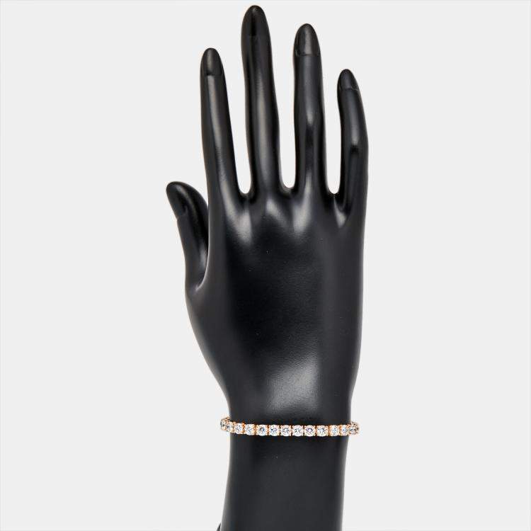 Pre Owned 9.80 cts Round Brilliant Lab Grown Diamonds 18k Rose Gold Tennis Bracelet