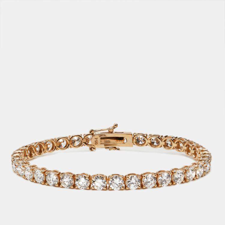 Pre Owned 9.80 cts Round Brilliant Lab Grown Diamonds 18k Rose Gold Tennis Bracelet